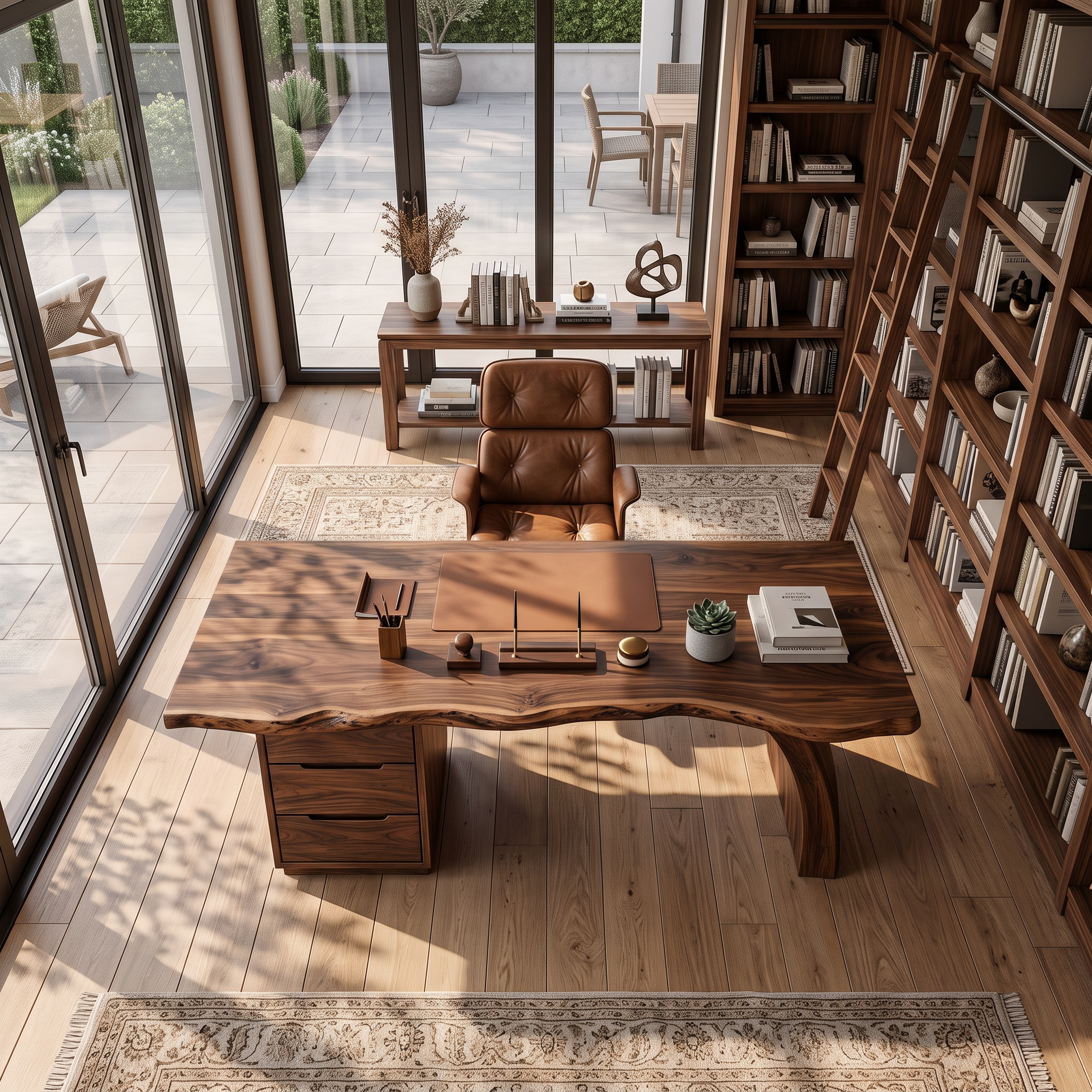 Modern Rounded Corner Desk With Drawers For Home Office Workspace