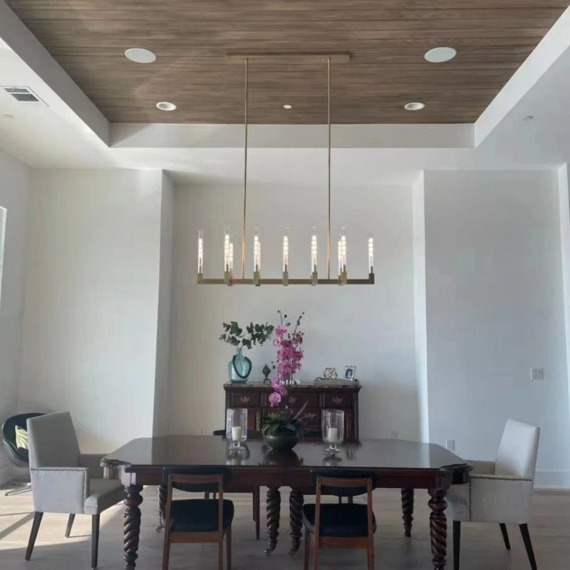 Cannele Ribbed Glass Linear Chandelier 55"