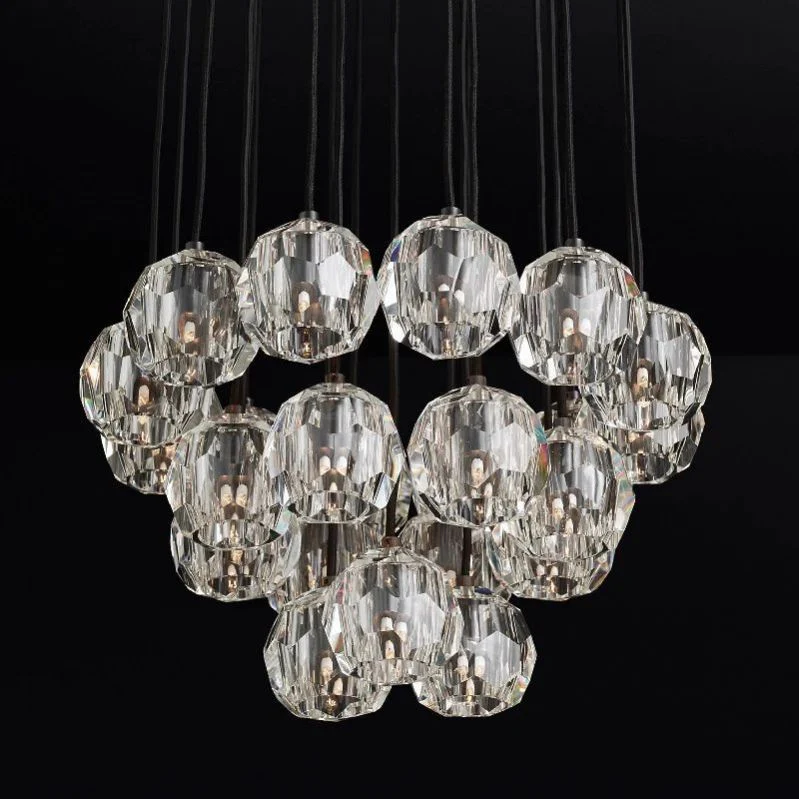 Boule De Radiant Crystal Cluster Chandelier 24"