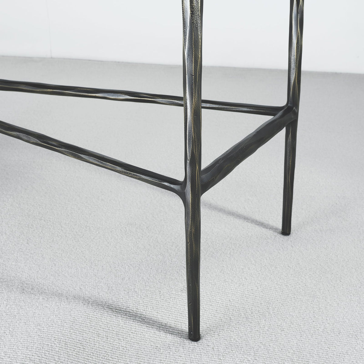 Hand-Forged Metal Rectangle Marble Console Table 60" 72"