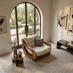 Modern Organic Lounge Seating With Carved Form For Living Room
