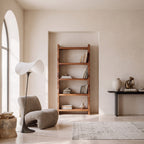 Modern Vertical Bookshelf With Natural Grain Design For Living