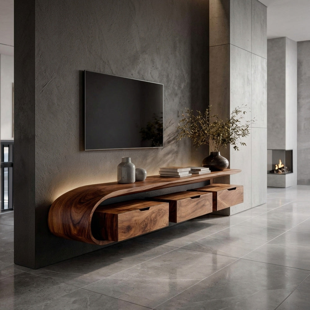 Modern TV Console Open Storage For Living Room