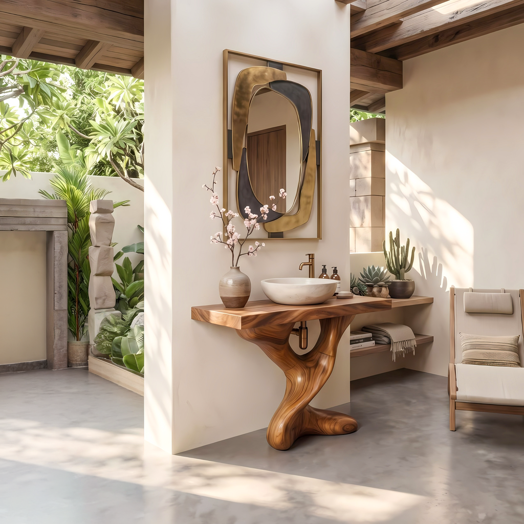 Farmhouse Solid Wood Vanity For Natural Bathroom