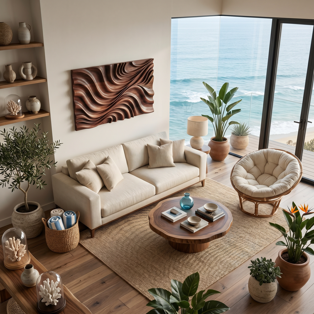 Elegant Wave Inspired Wall Sculpture for Modern Living Room