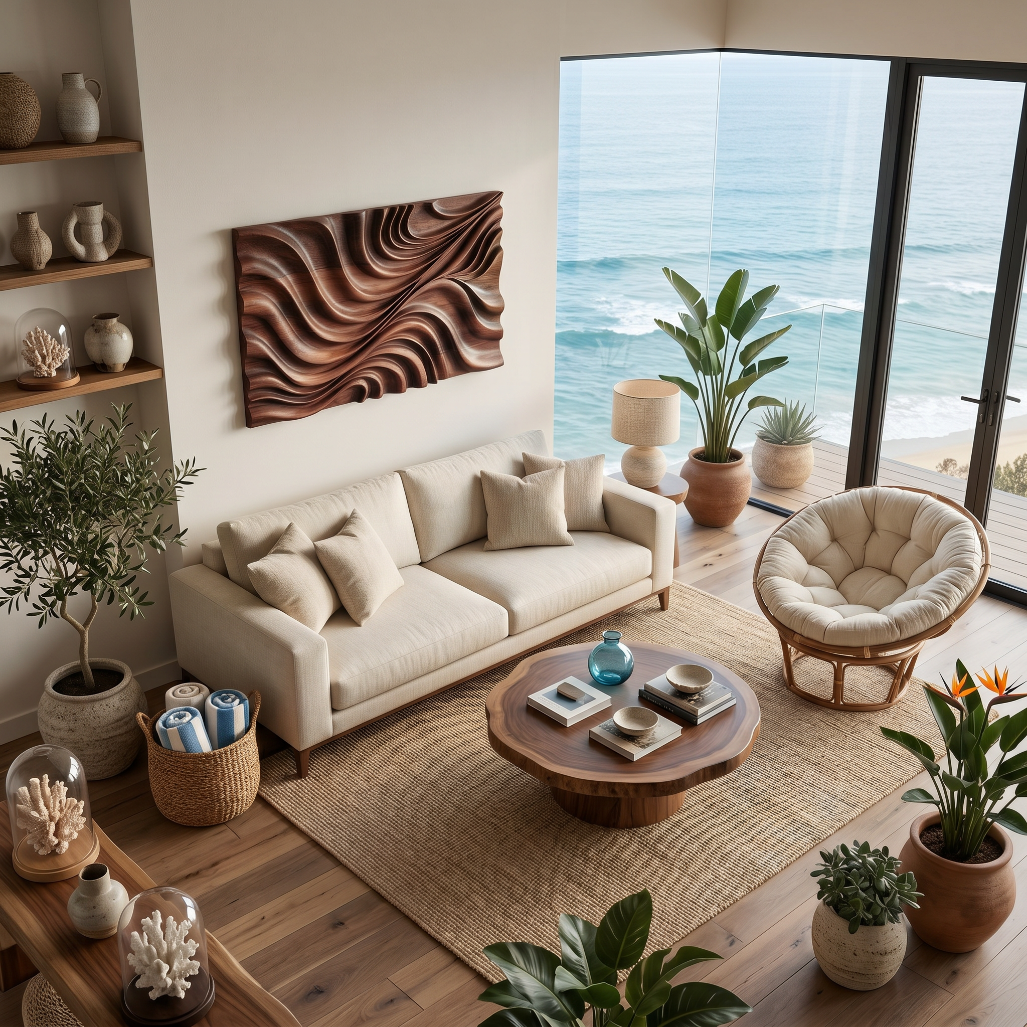 Elegant Wave Inspired Wall Sculpture for Modern Living Room