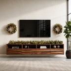 Floating Wave-Pattern TV Console For Holiday Decor