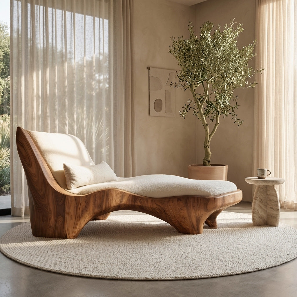 Modern Chaise Lounge With Curved Base For Living Room