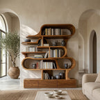 Modern Sculptural Bookshelf With Curved Design For Living Room Or Office