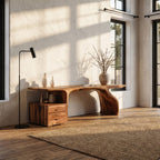 Organic Live Edge Wood Desk With Storage Drawers For Workspace