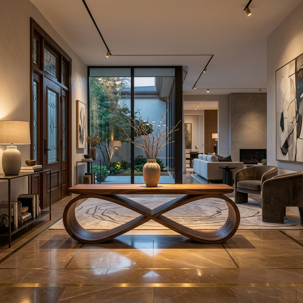 Infinity Loop Sculptural Bench For Entryway Or Living Room