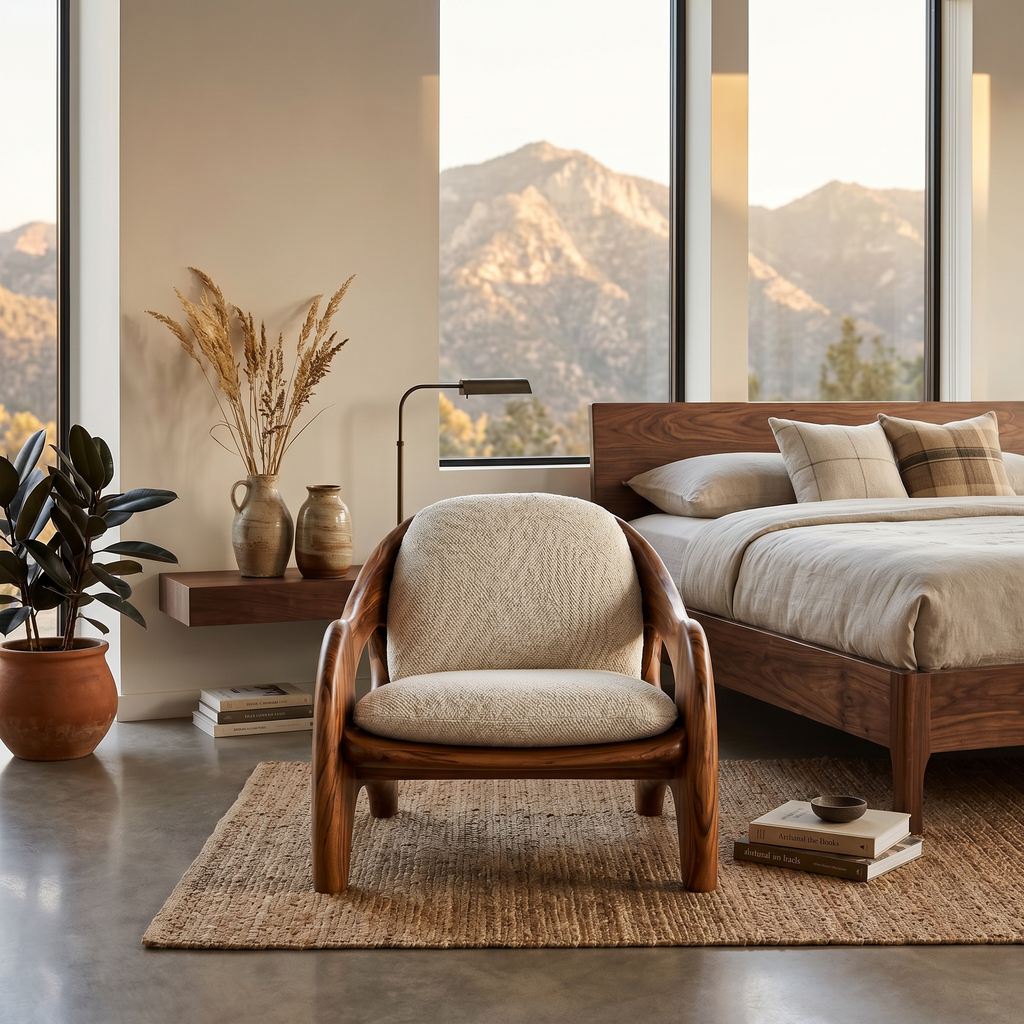 Modern Sculptural Accent Chair For Reading Corner