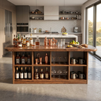 Wooden Bar Table With Storage For Compact Kitchen Or Coffee Bar