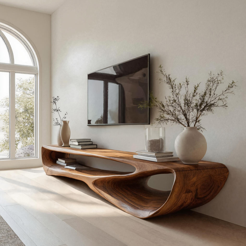 Minimal Curved TV Console For Living Room