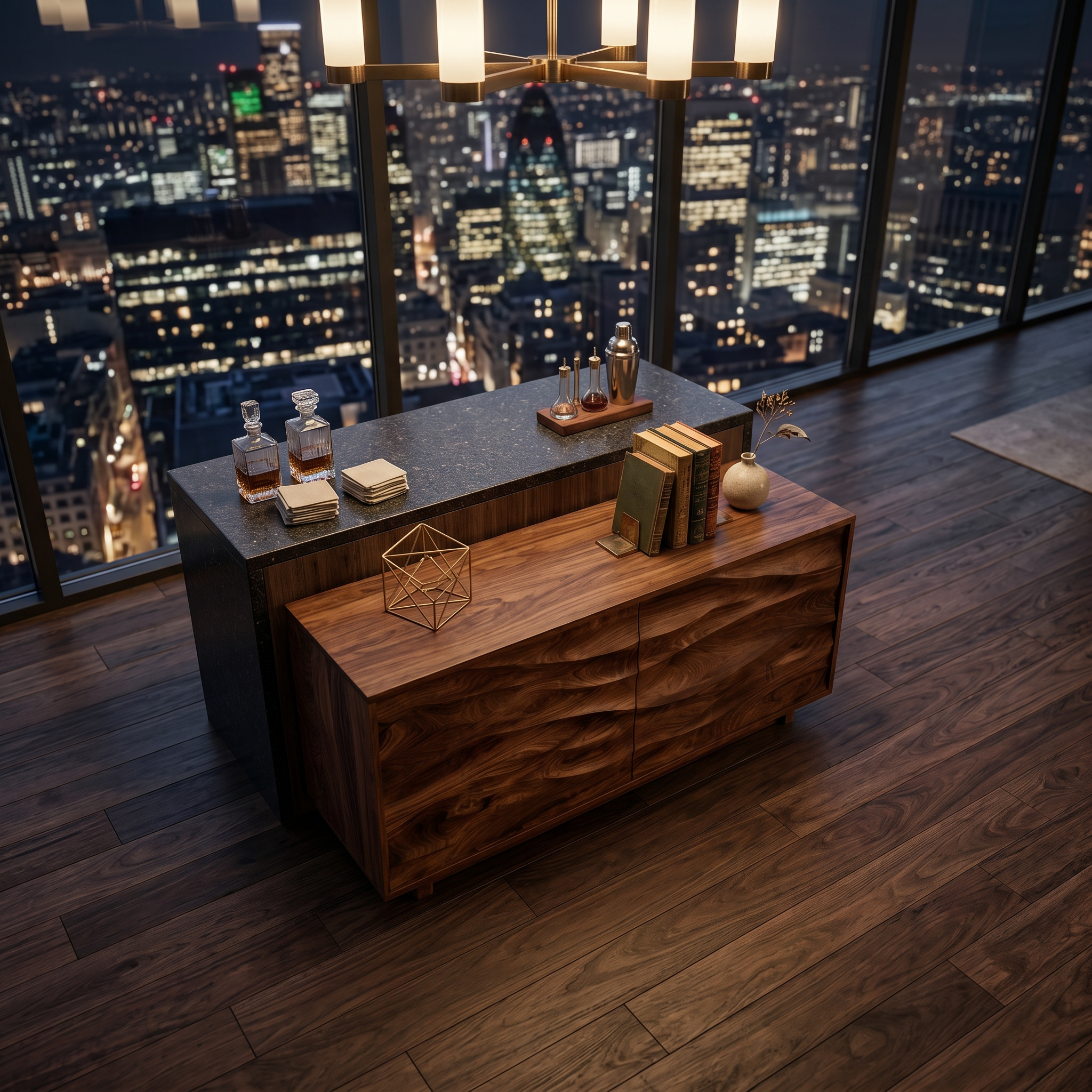 Modern Organic Wave Carved Sideboard For Festive Home Decor