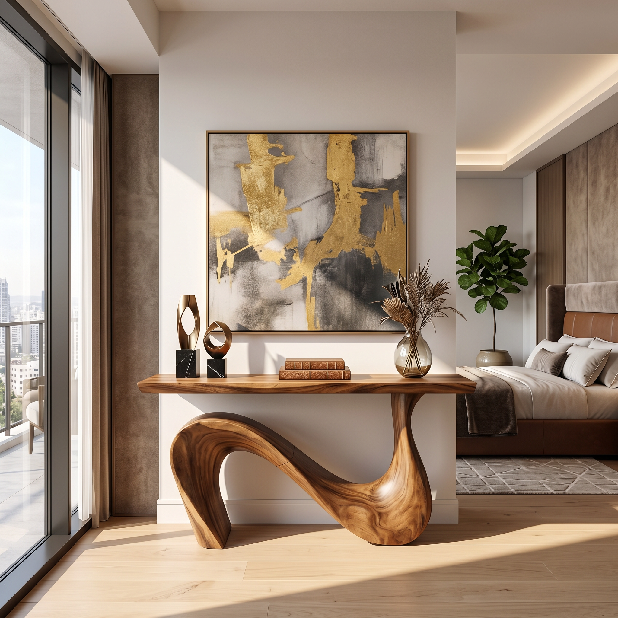 Modern Solid Wood Console Table For Living Room And Entryway Design