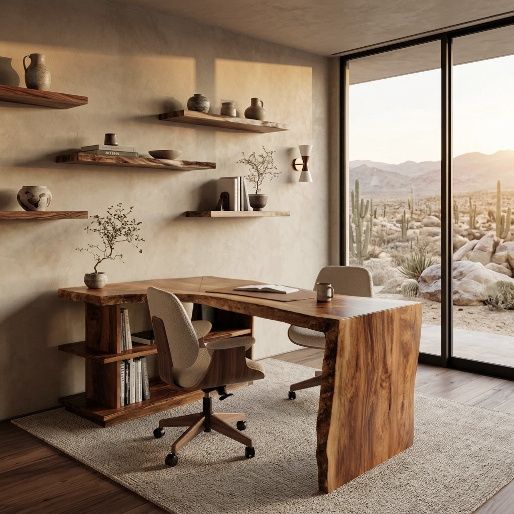Modern L Shaped Desk With Bookshelf For Home Office