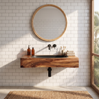 Farmhouse Wooden Live Edge Wood Basin For Organic Bathroom Design