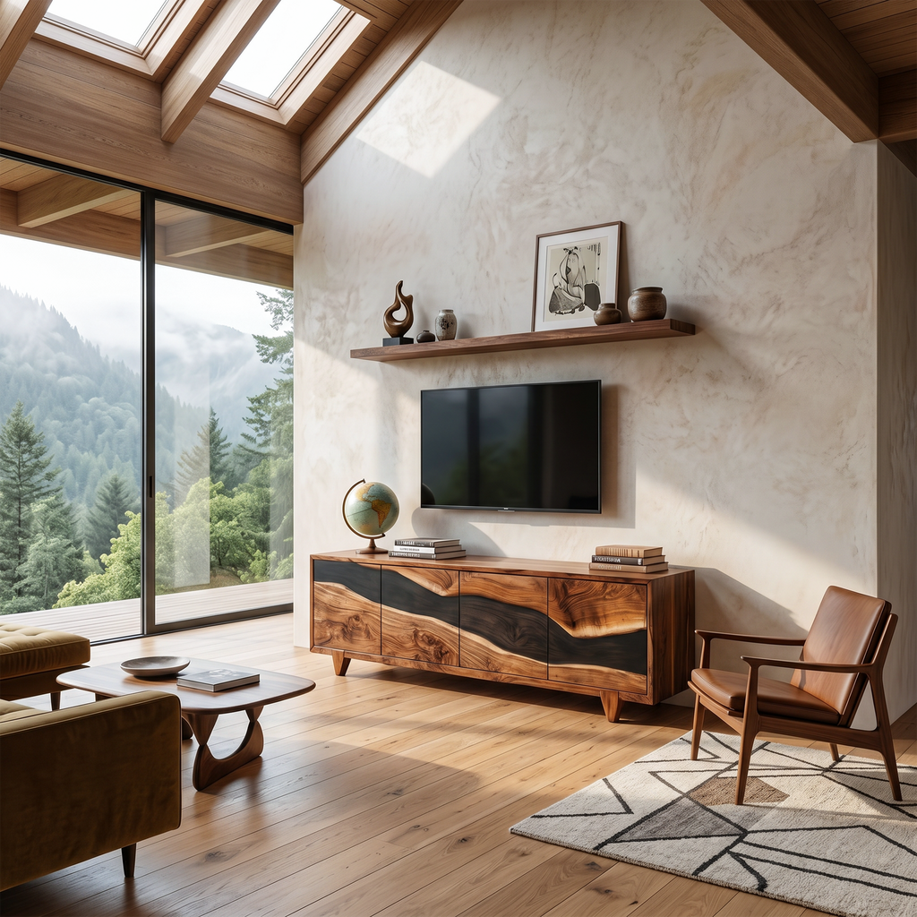 Farmhouse Solid Wood Media Console For Home Decor