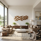 Organic Wall Art Sculpture With Abstract Carving For Living Room