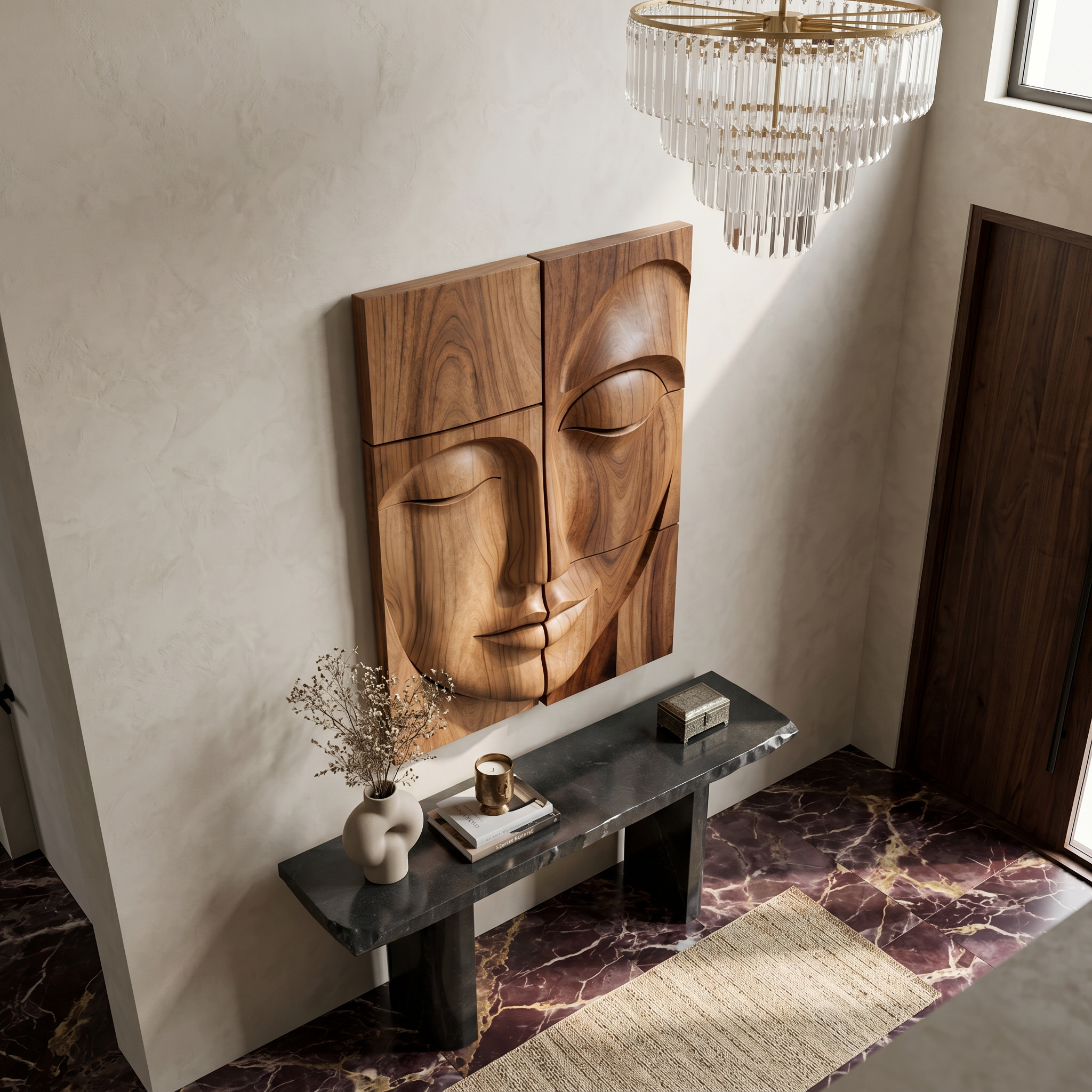 Modern Buddha Face Wall Art Living Room Entryway
