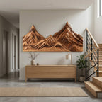 Rustic Mountain Wall Art Sculpture Hand Carved For Bedroom And Living Room