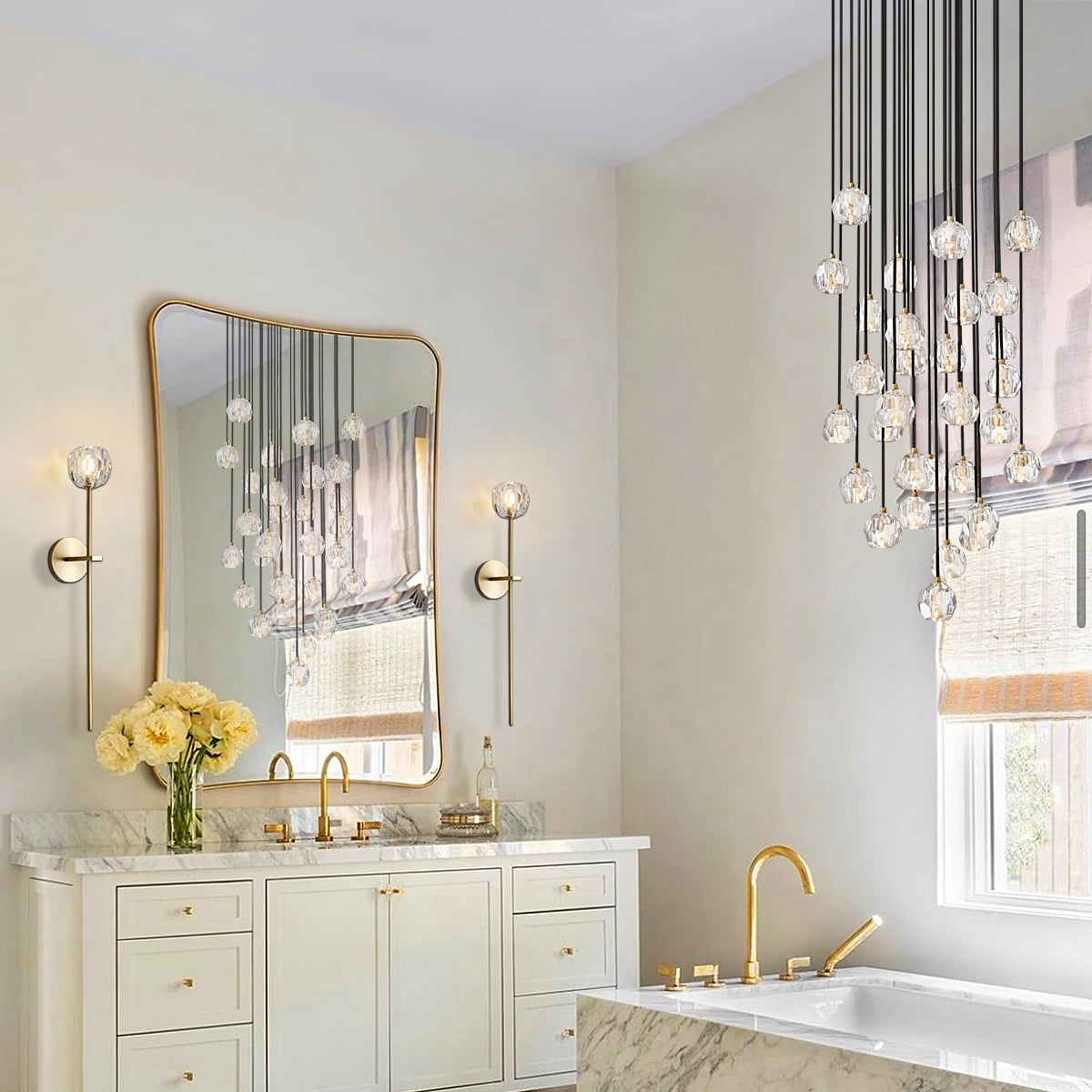 Boule De Radiant Crystal Cluster Chandelier 24"