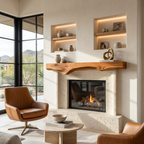 Sculptural Live Edge Fireplace Mantel For Holiday Decoration