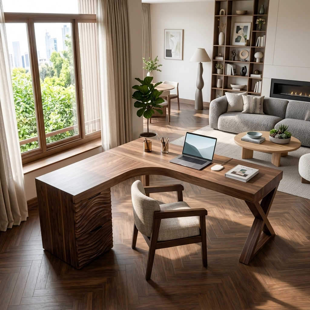 Contemporary L Shaped Workstation Desk For Study Room