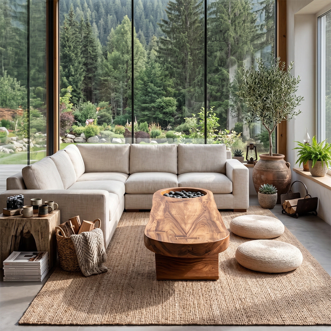 Farmhouse Solid Wood Coffee Table For Living Room And Entryway Design