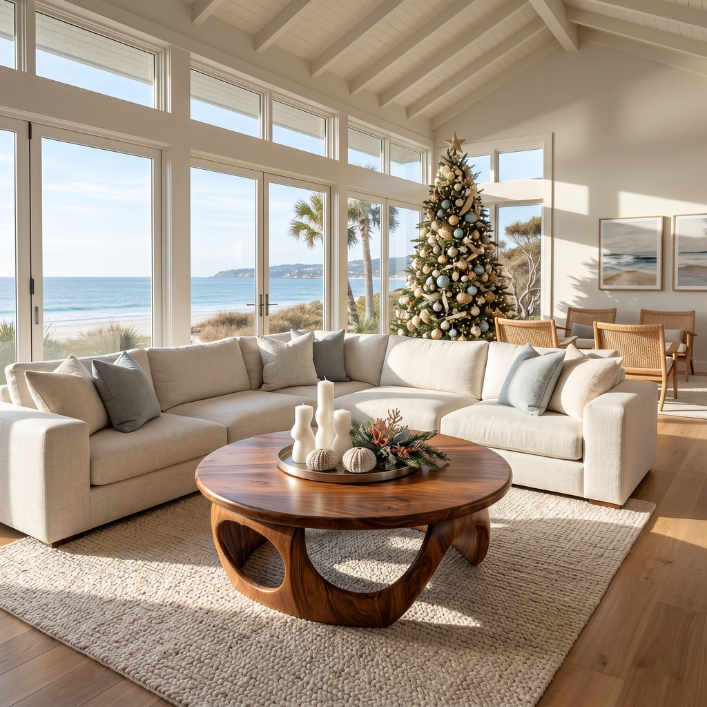 Handcrafted Wooden Coffee Table For Living Room Christmas Style
