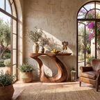 Modern Live Edge Entryway Table Sculptural Wood For Luxury Home Decor