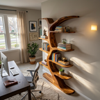 Modern Bookshelf Tree Inspired Curved Design For Living Room