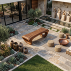 Modern Sculptural Outdoor Bench For Patio Or Garden Decor