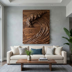 Hand Carved Wave Wall Art For Modern Living Room Decor