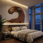Organic Carved Wave Wall Art Above Sofa For Living Room