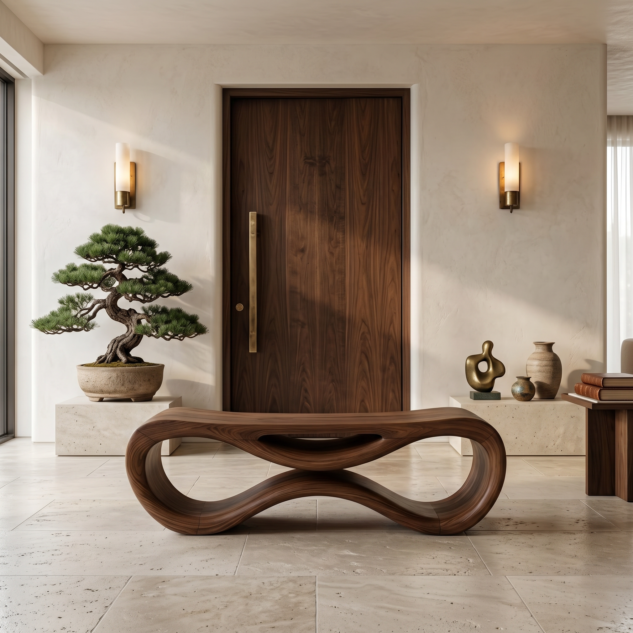 Contemporary Sculptural Outdoor Bench For Patio Or Garden Decor