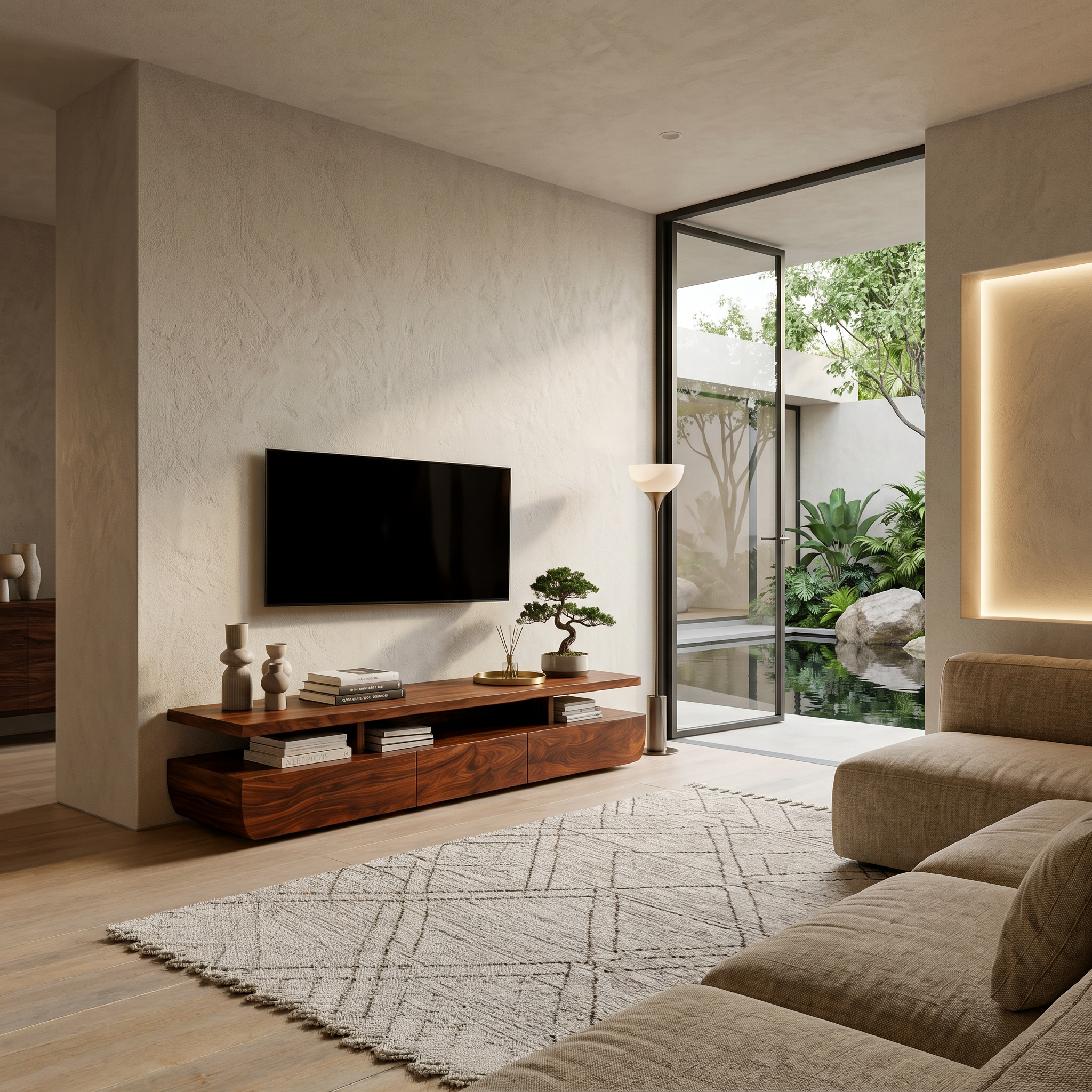 Contemporary TV Cabinet Functional Storage Drawers For Home