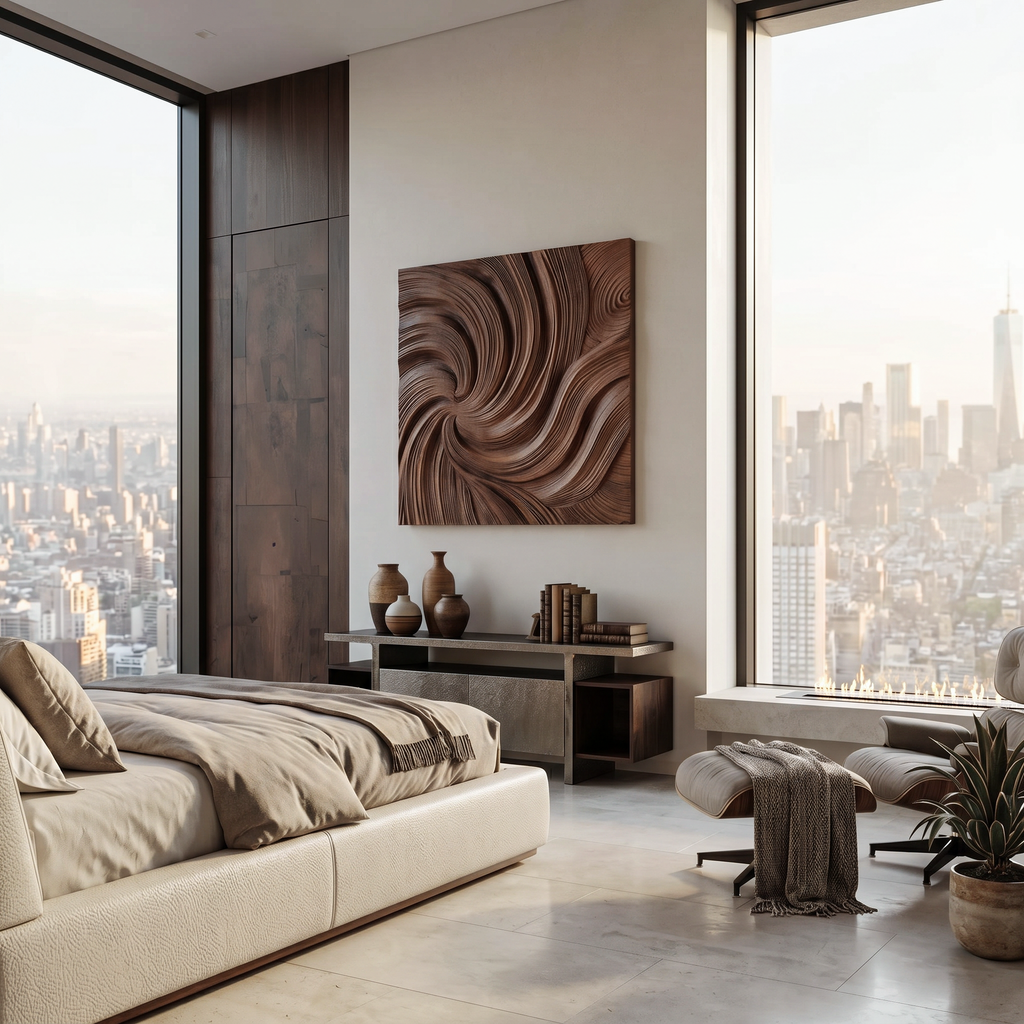 Modern Wall Art Panel With Wave Design For Living Room