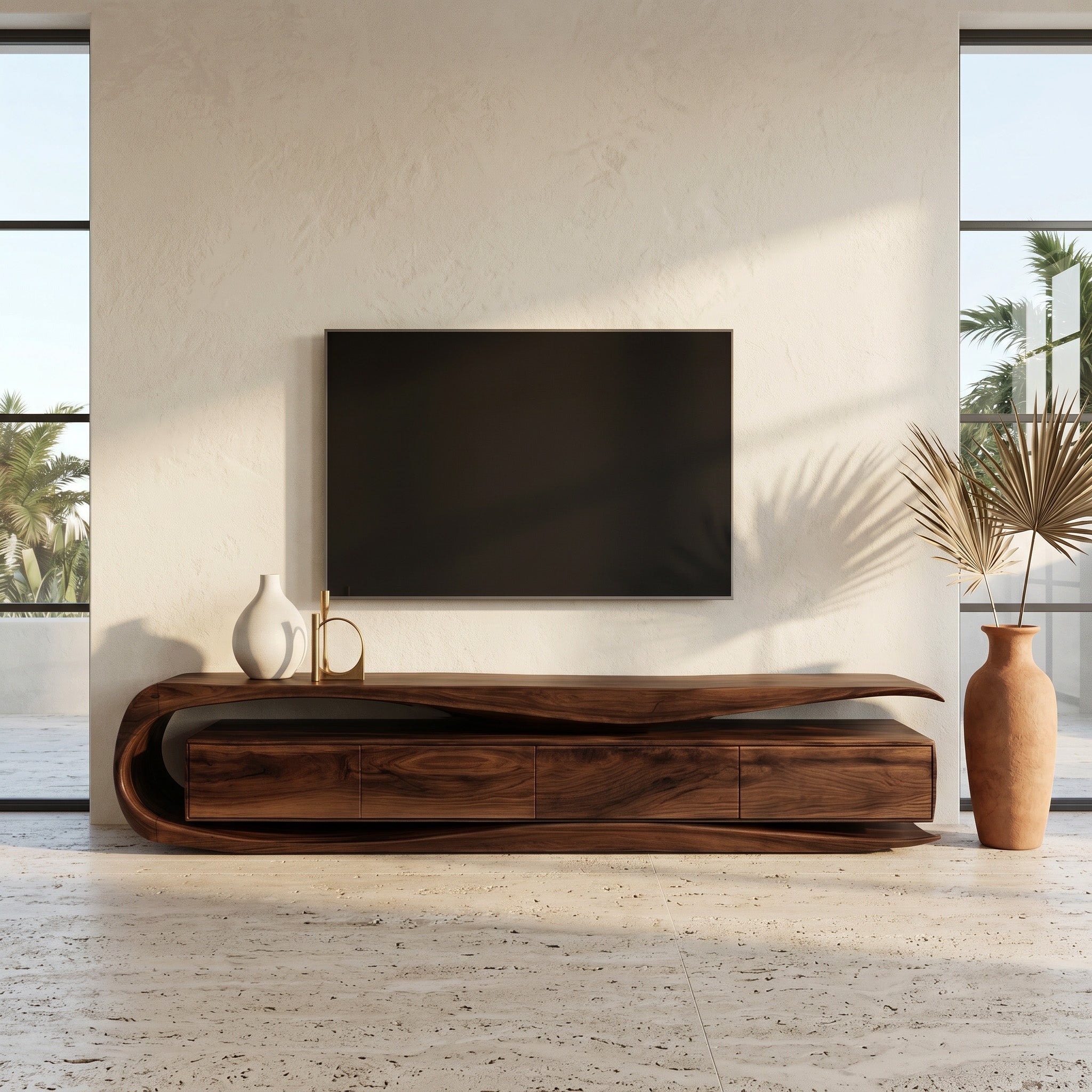 Modern Organic TV Console For Living Room Interior