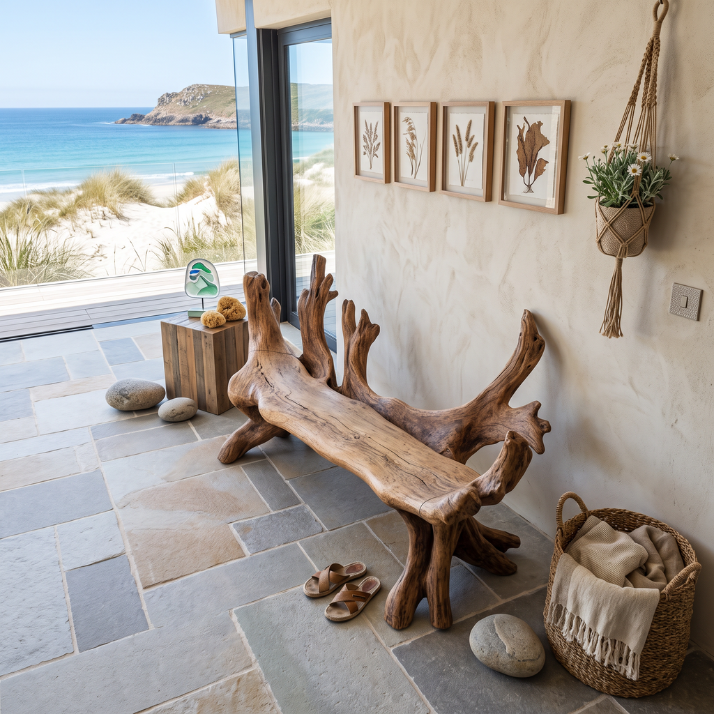 Handcrafted Live Edge Bench For Entryway Design