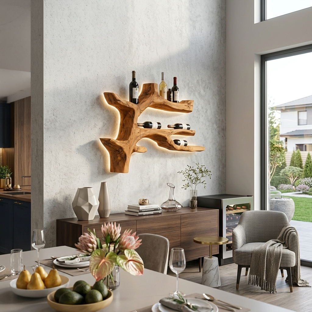 Modern Branch Wine Bottle Holder Wall Mount For Dining Wall Decor