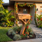 Modern Solid Wood Sculpture Mailbox For Patio Garden Yard Decor