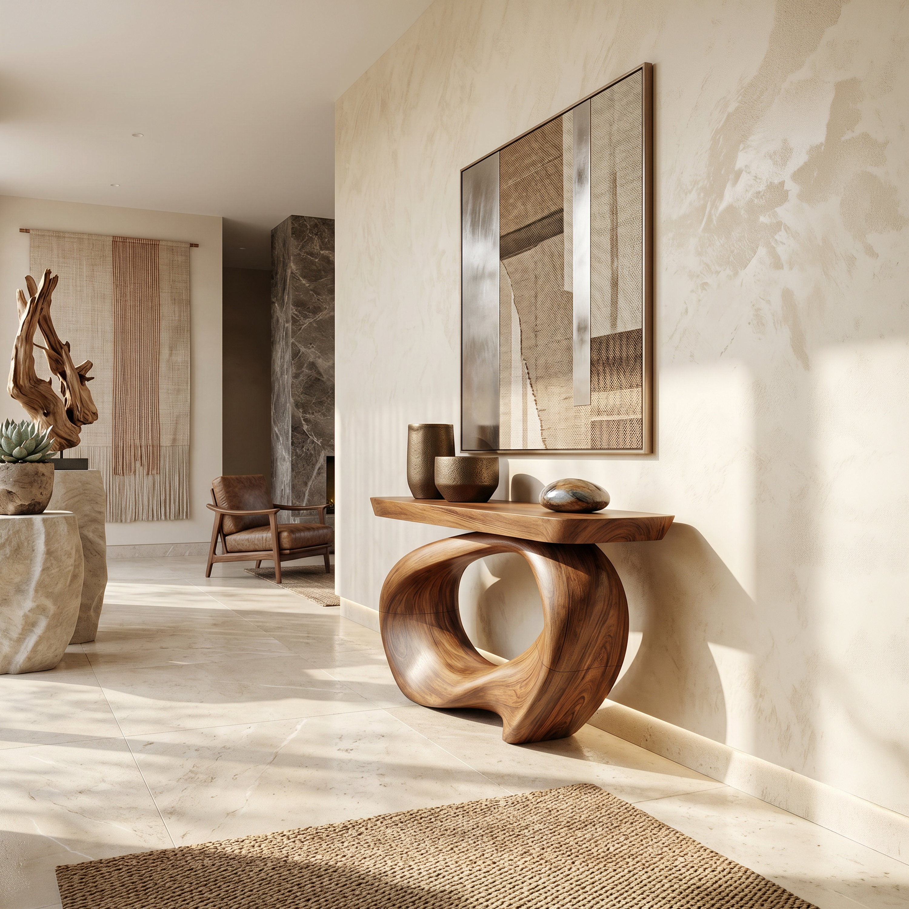 Rustic Live Edge Console Table Entryway Design