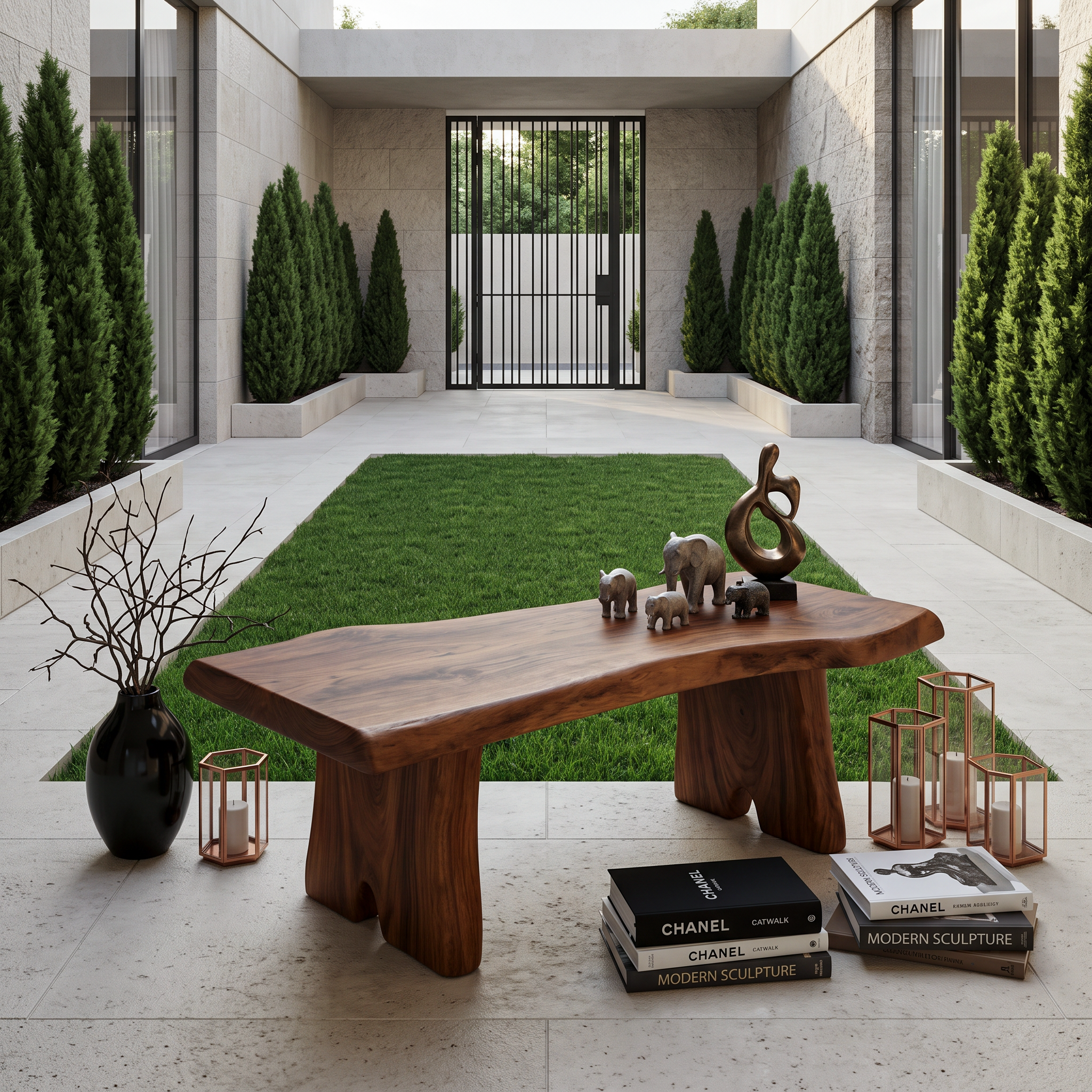 Minimalist Live Edge Outdoor Bench For Entryway Or Patio