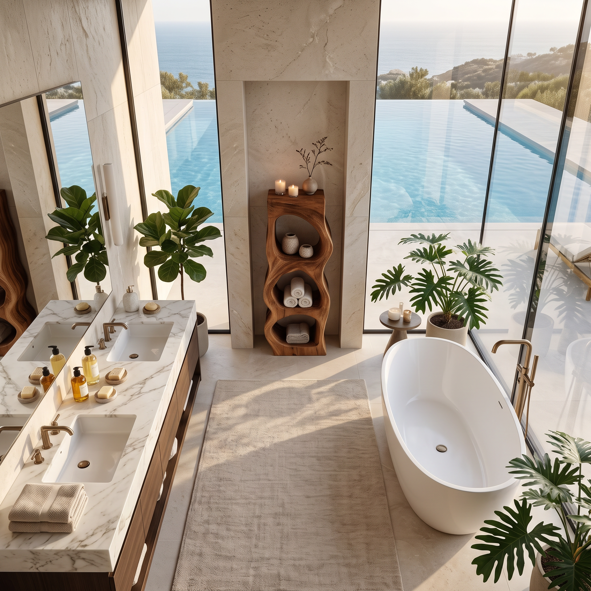Organic Sculptural Bathroom Shelf For Towels Or Spa Essentials