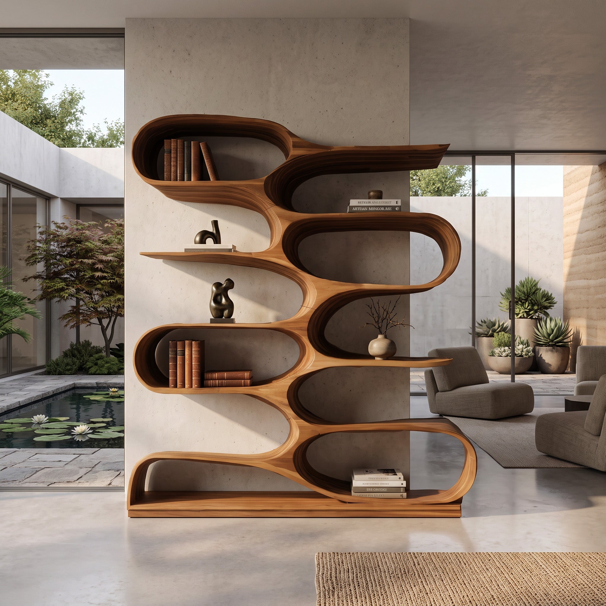 Organic Living Room Bookshelf For Home Decor