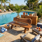 Rustic Live Edge Bench With Backrest For Patio Garden Courtyard