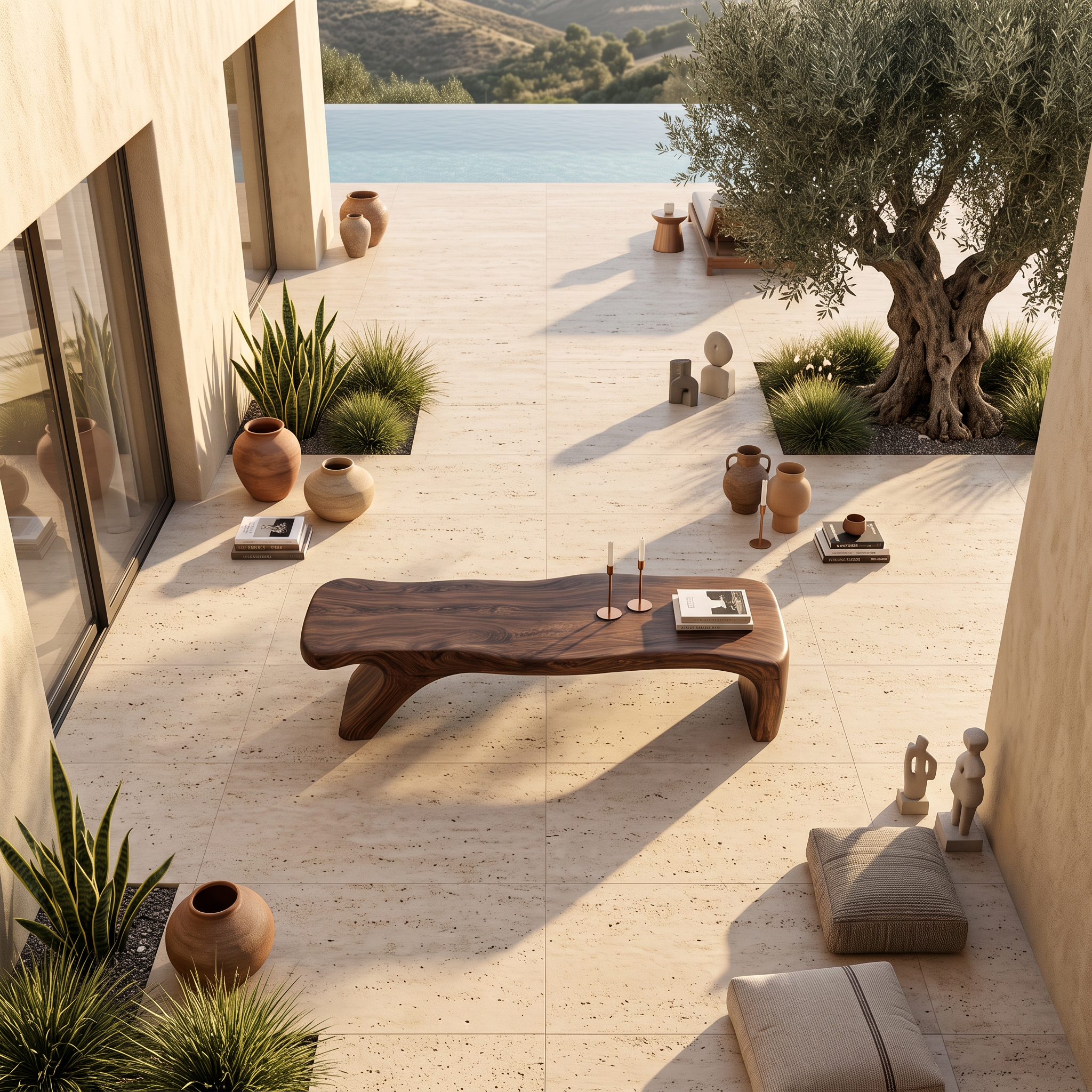 Architectural Bench With Sculpted Z Base For Entryway