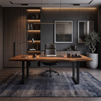 Mid Century Rustic Wooden Live Edge Desk For Home Office